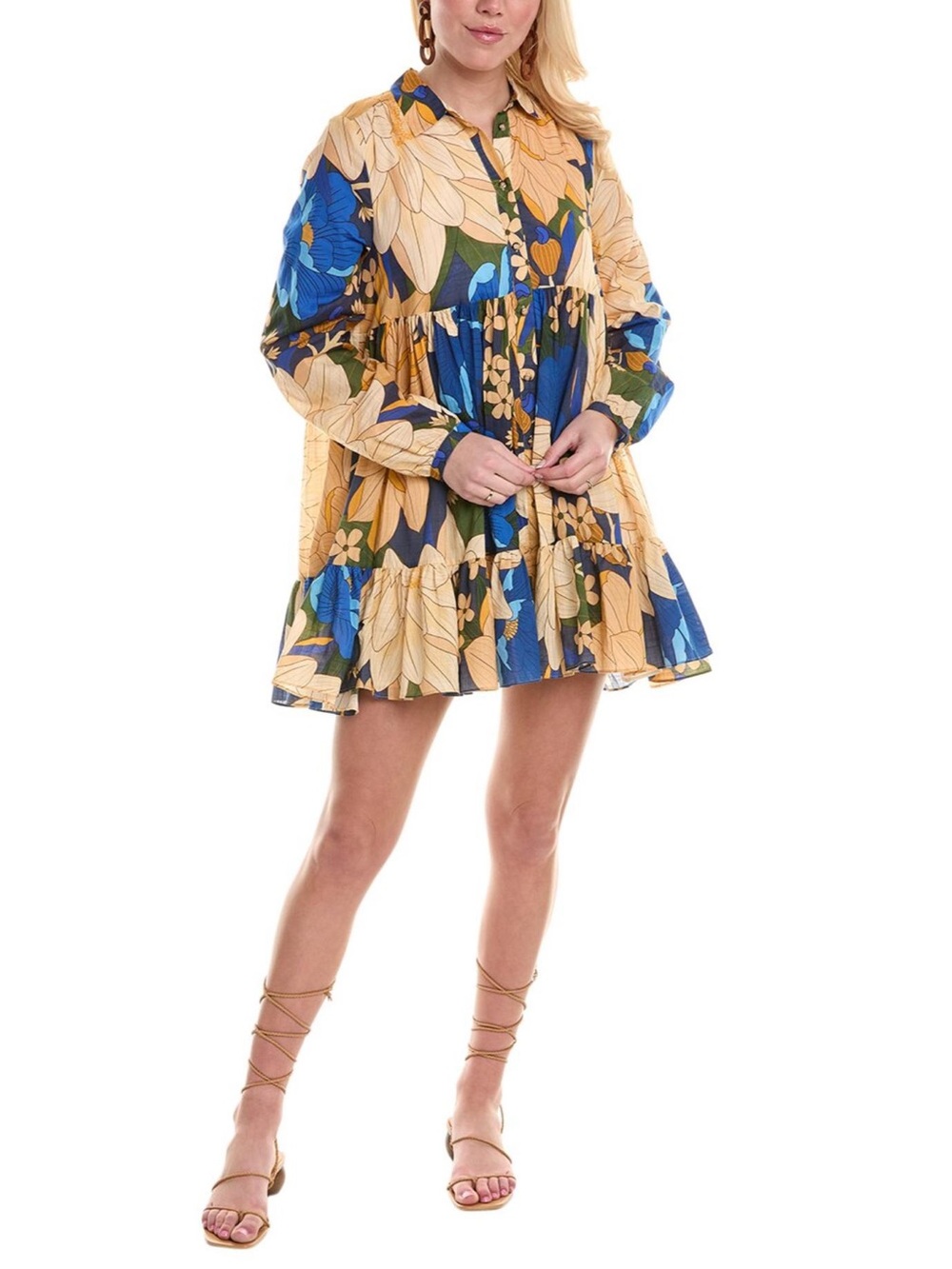 Sézane x Farm Rio Hilma Shirt Dress "Floral Mandacaru" print MIDI Size 2